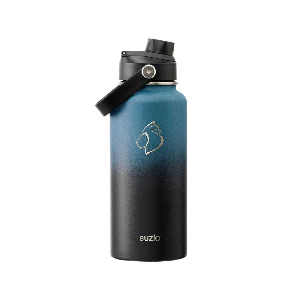 Insulated Water Bottle with 2 Lids | 32oz | Indigo Crush - Image 3