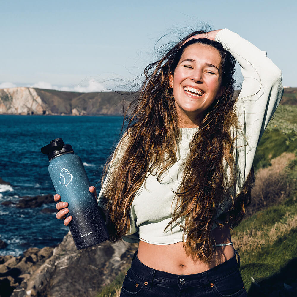 Stainless Steel Water Bottle with 3 Lids | 40oz | Starry Indigo - Image 7