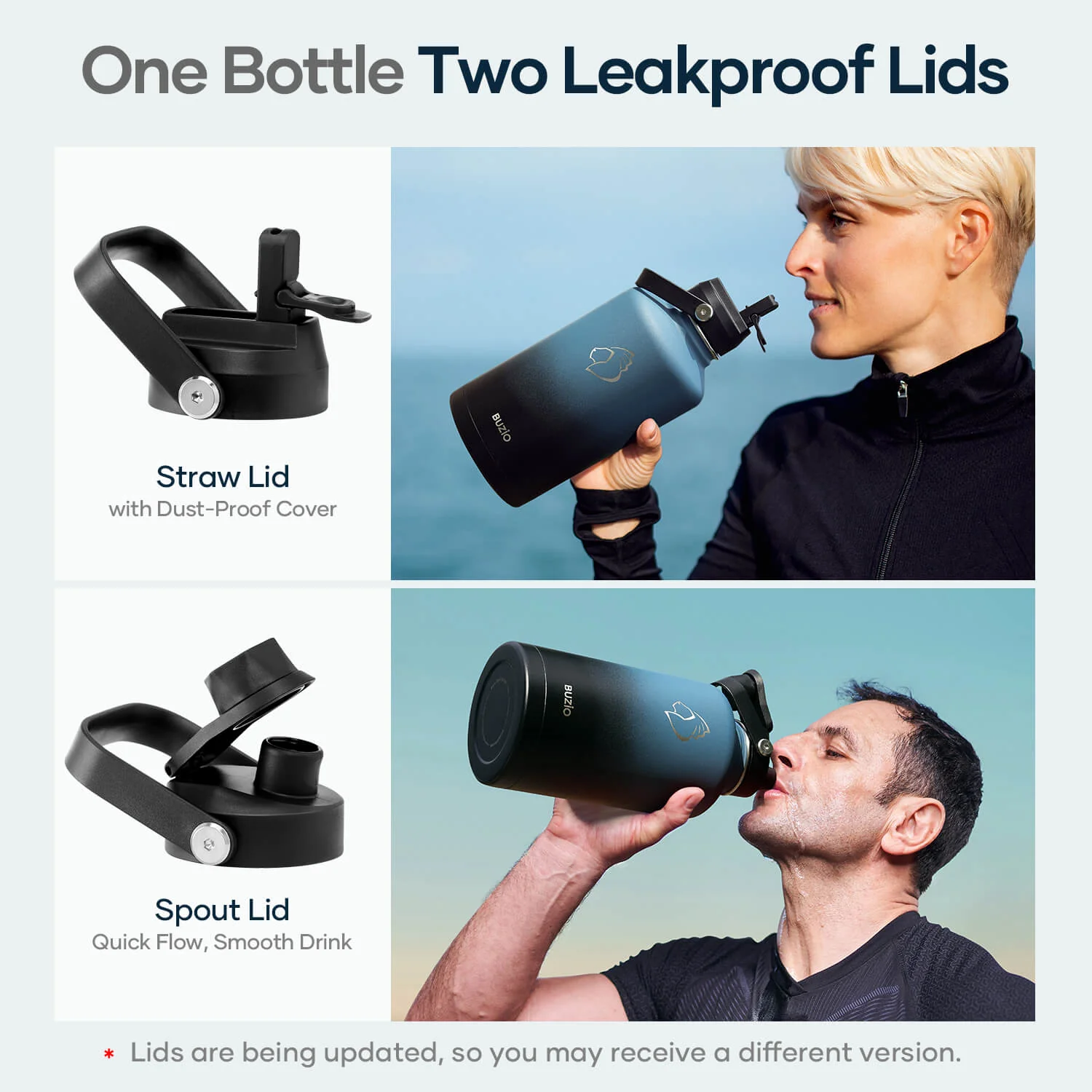 Insulated Water Bottle With 2 Lids | 64oz | Indigo Crush - Image 5