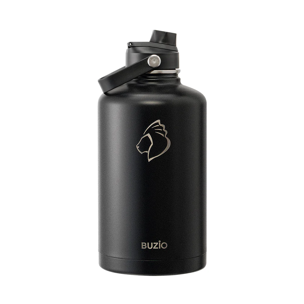 Insulated Water Bottle with 2 Lids | 87oz | Black - Image 3