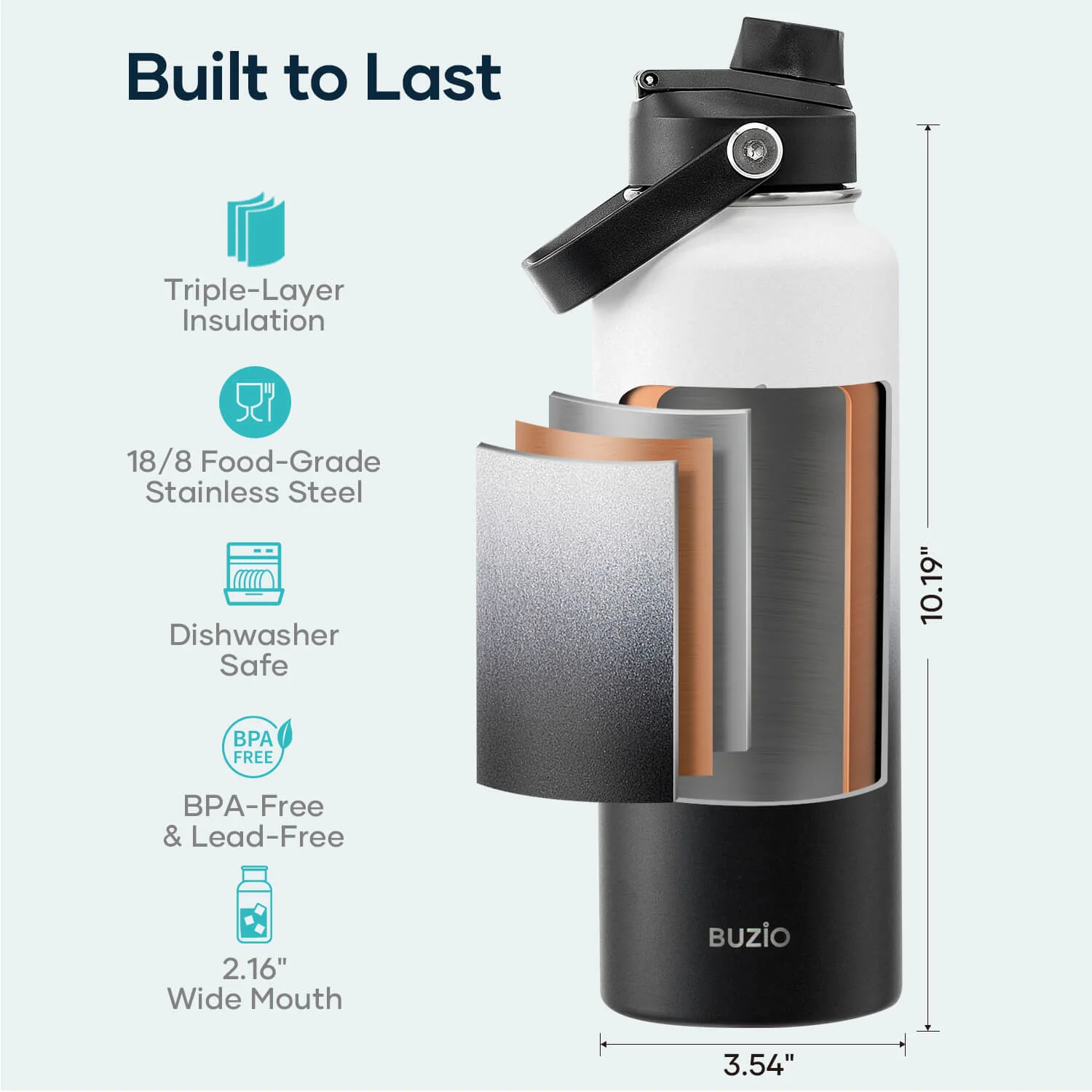 Insulated Water Bottle with 2 Lids | 40oz | Day & Night - Image 5