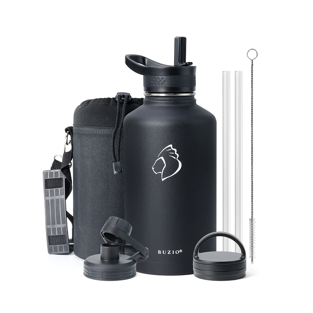 Stainless Steel Water Bottle with 3 Lids | 32oz - 64oz - Image 29