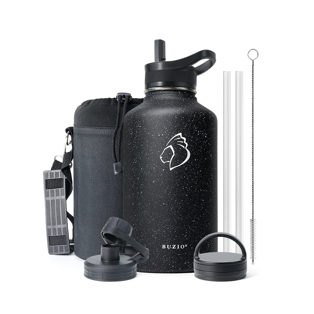 Stainless Steel Water Bottle with 3 Lids | 32oz - 64oz - Image 36