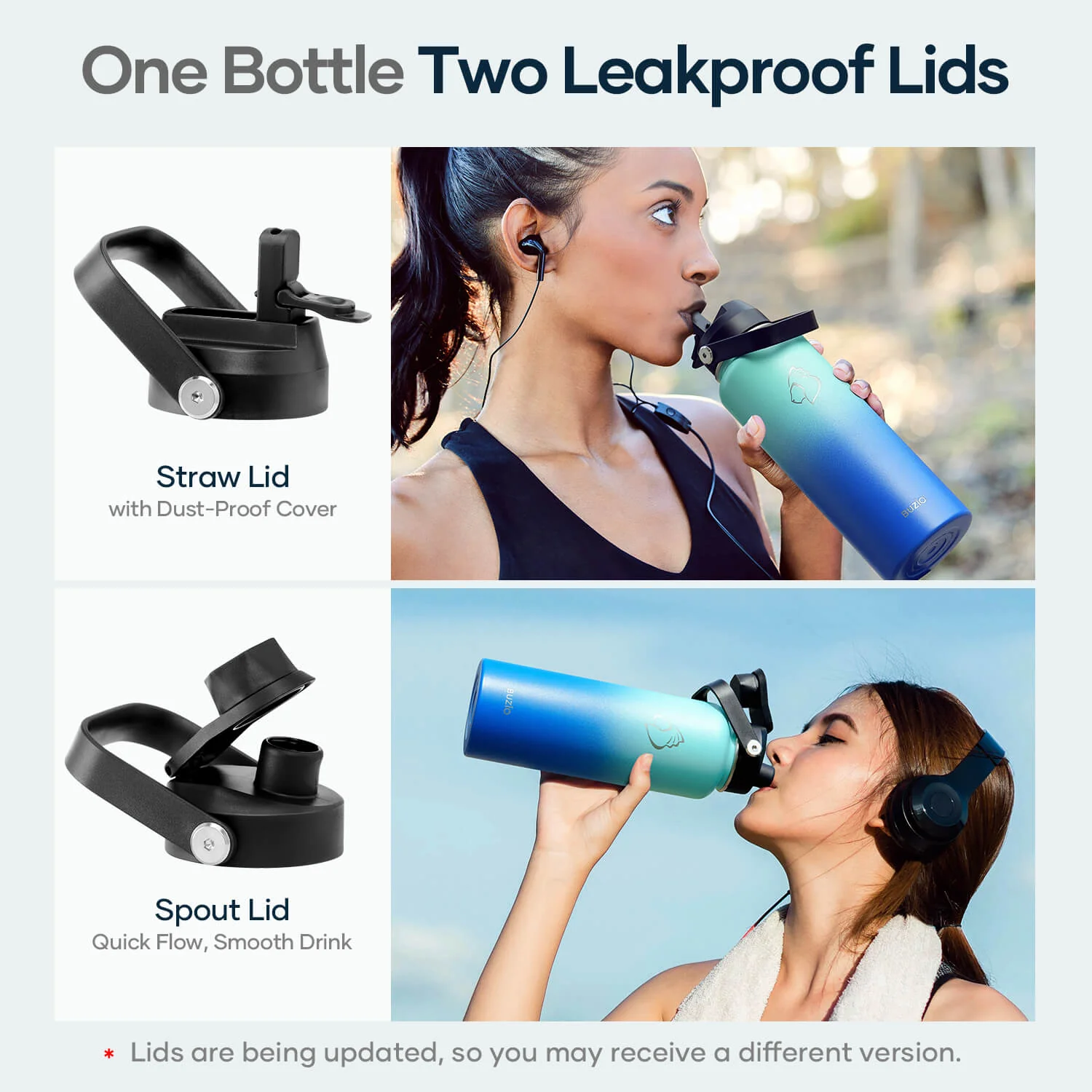 Insulated Water Bottle with 2 Lids | 40oz | Pacific Dream - Image 5