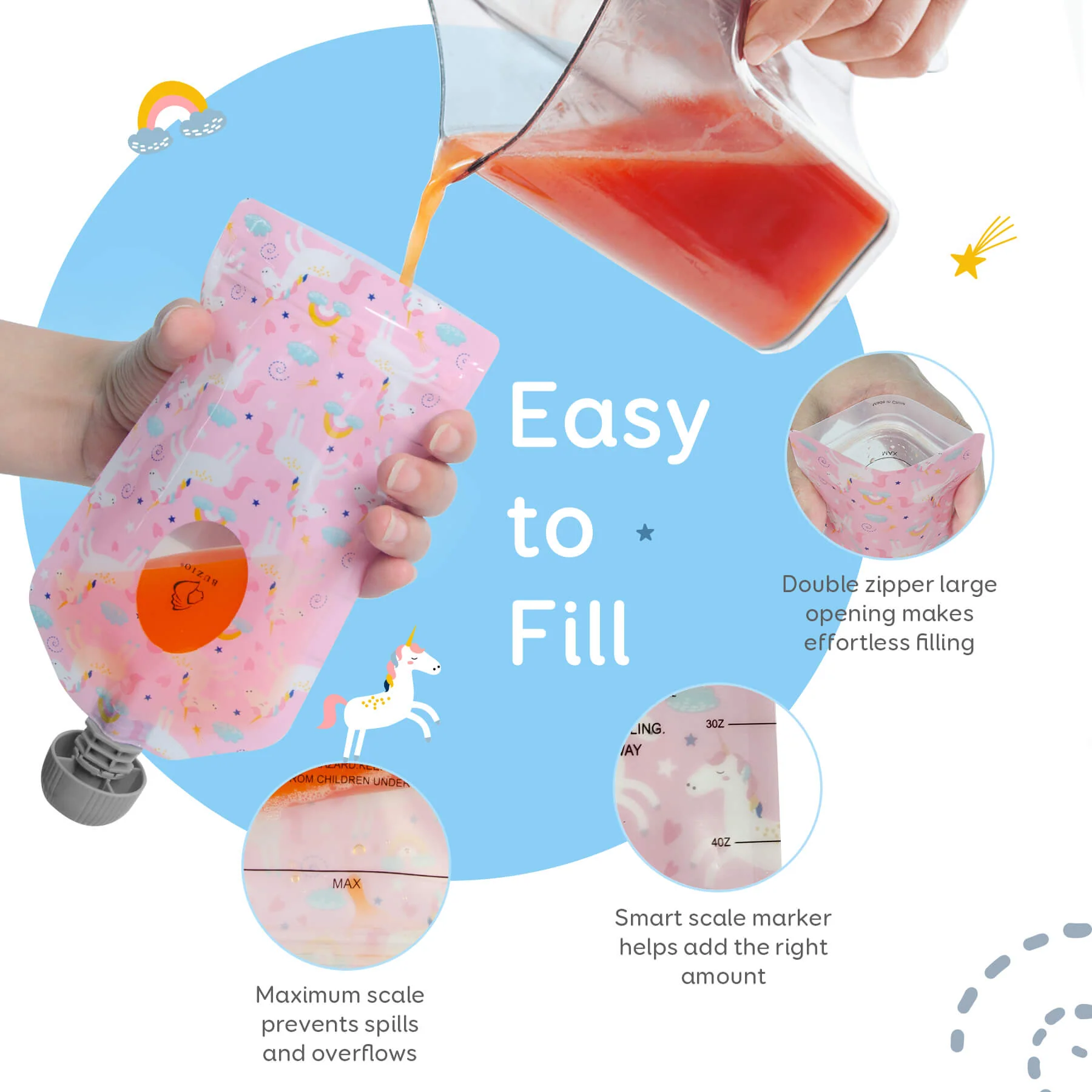 BUZIO Reusable Food Pouches for Kids | 5oz | 12 Packs - Image 3