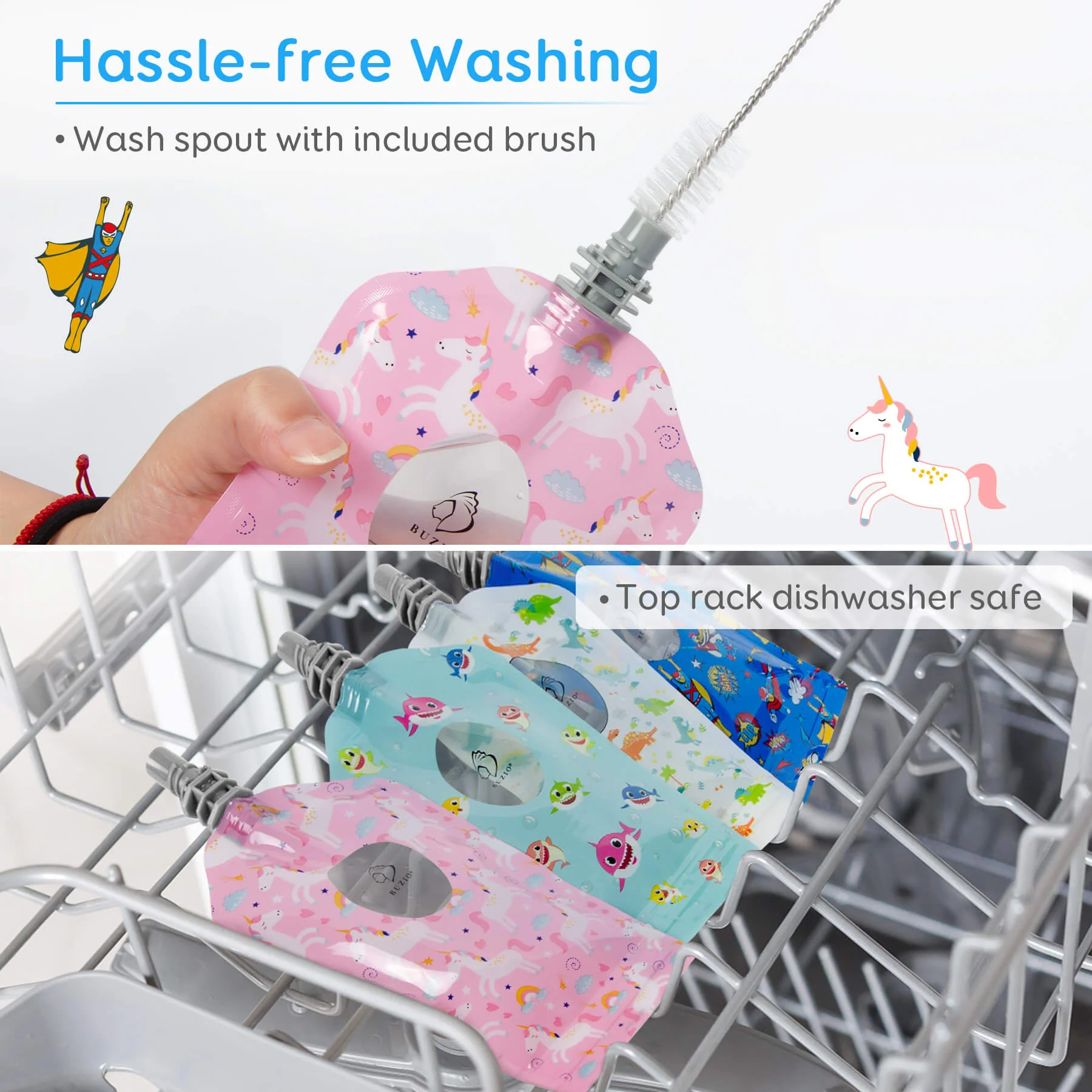 BUZIO Reusable Food Pouches for Kids | 5oz | 12 Packs - Image 5