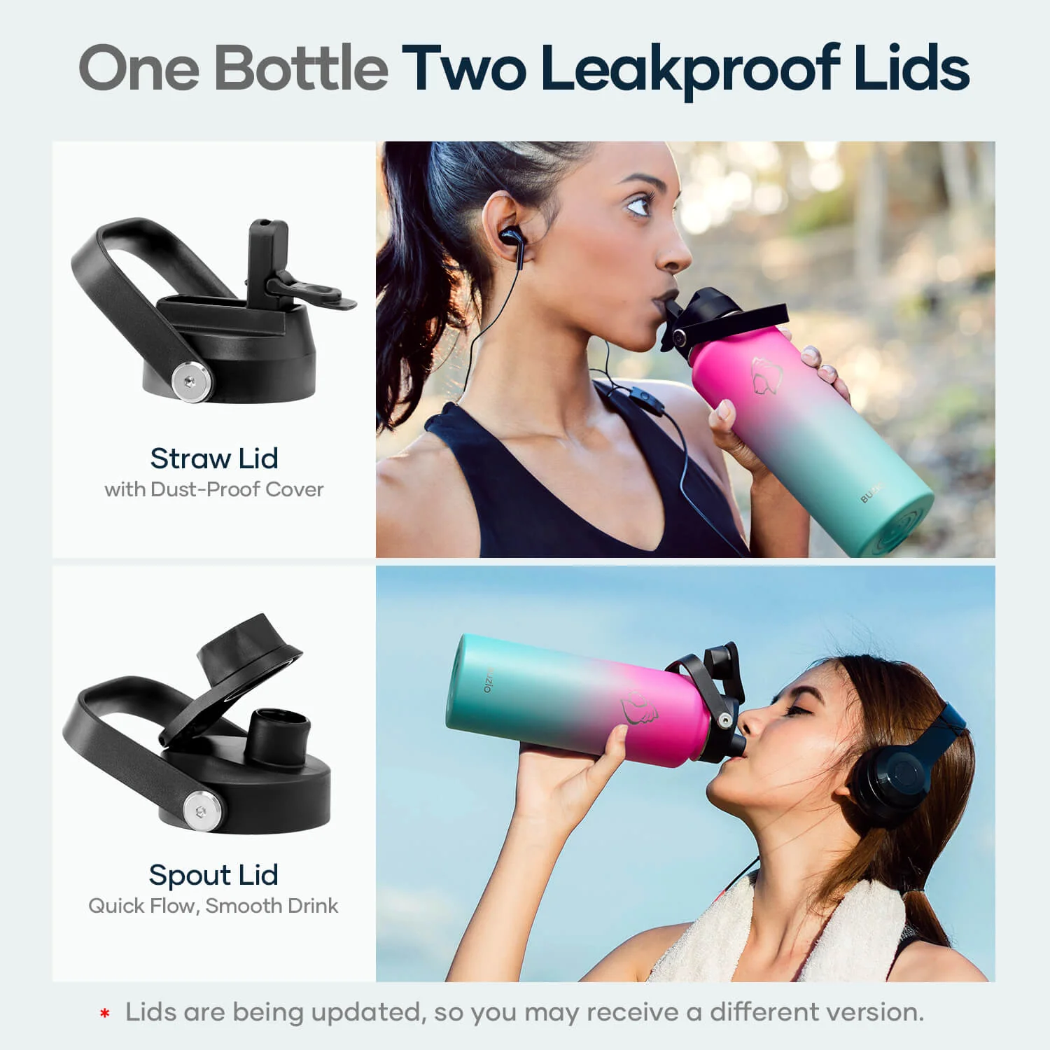 Insulated Water Bottle with 2 Lids | 40oz | Sorbet - Image 5