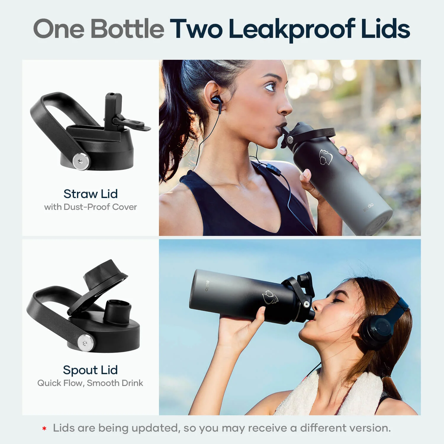 Insulated Water Bottle with 2 Lids | 40oz | Shadow - Image 5