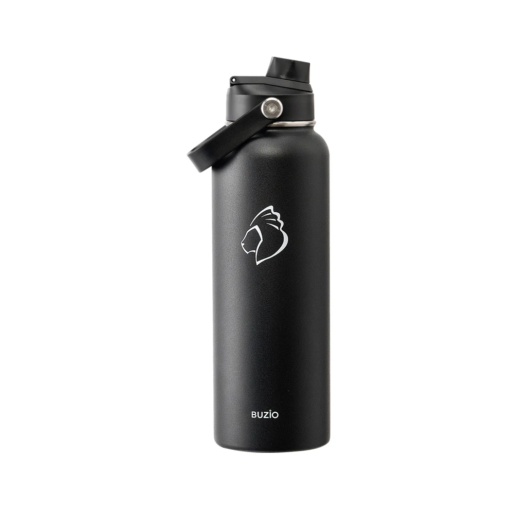 Insulated Water Bottle with Straw Lid | 40oz | Black - Image 3