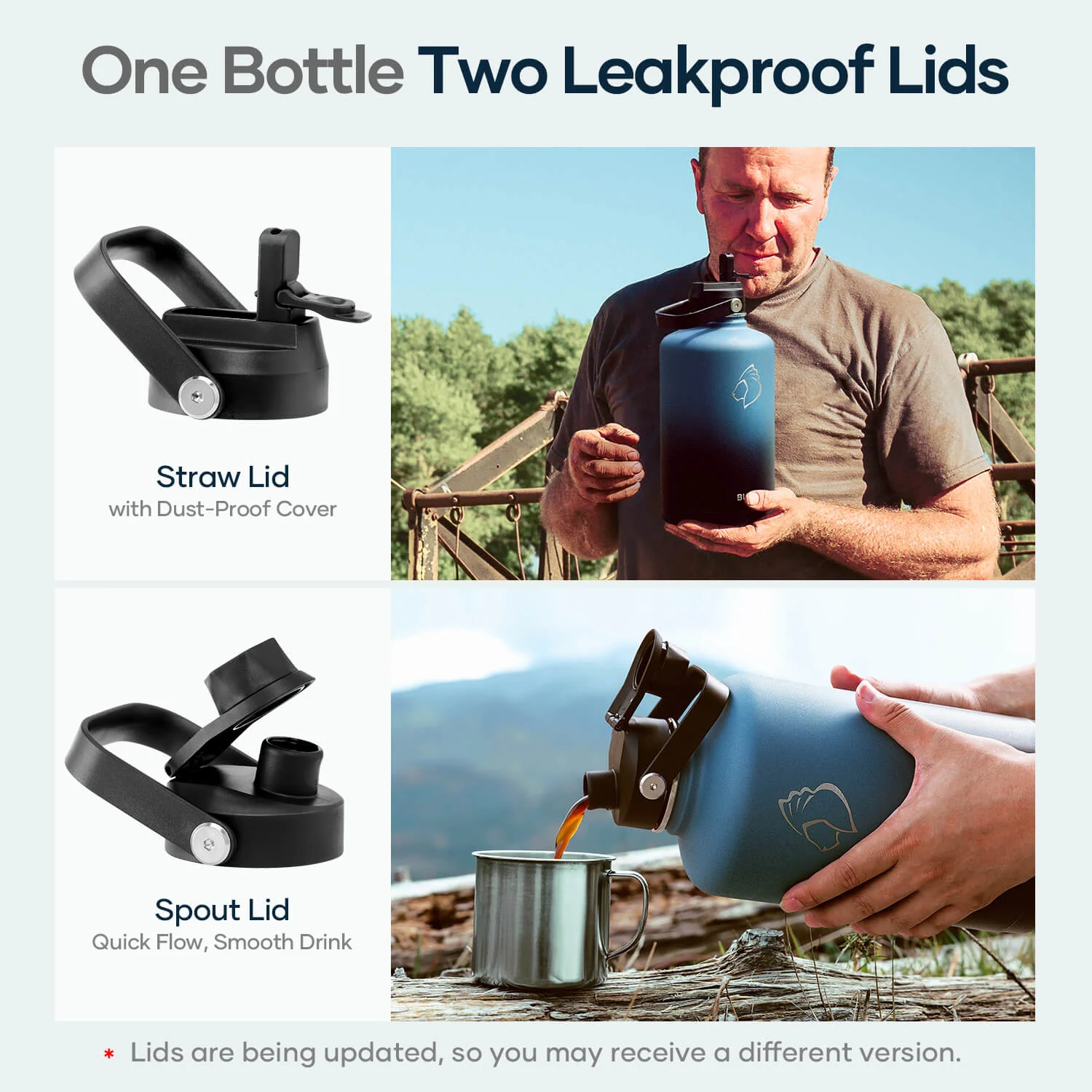 Insulated Water Bottle with 2 Lids | 87oz | Indigo Crush - Image 5