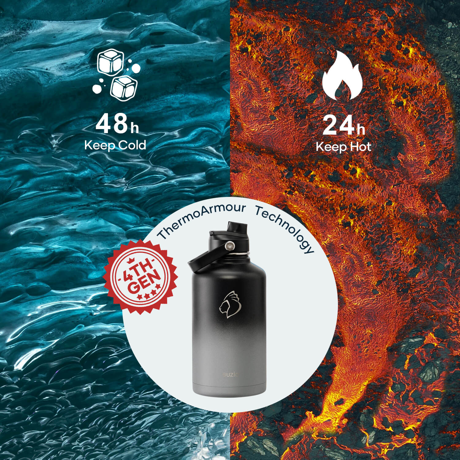 Insulated Water Bottle With 2 Lids | 64oz | Shadow - Image 4