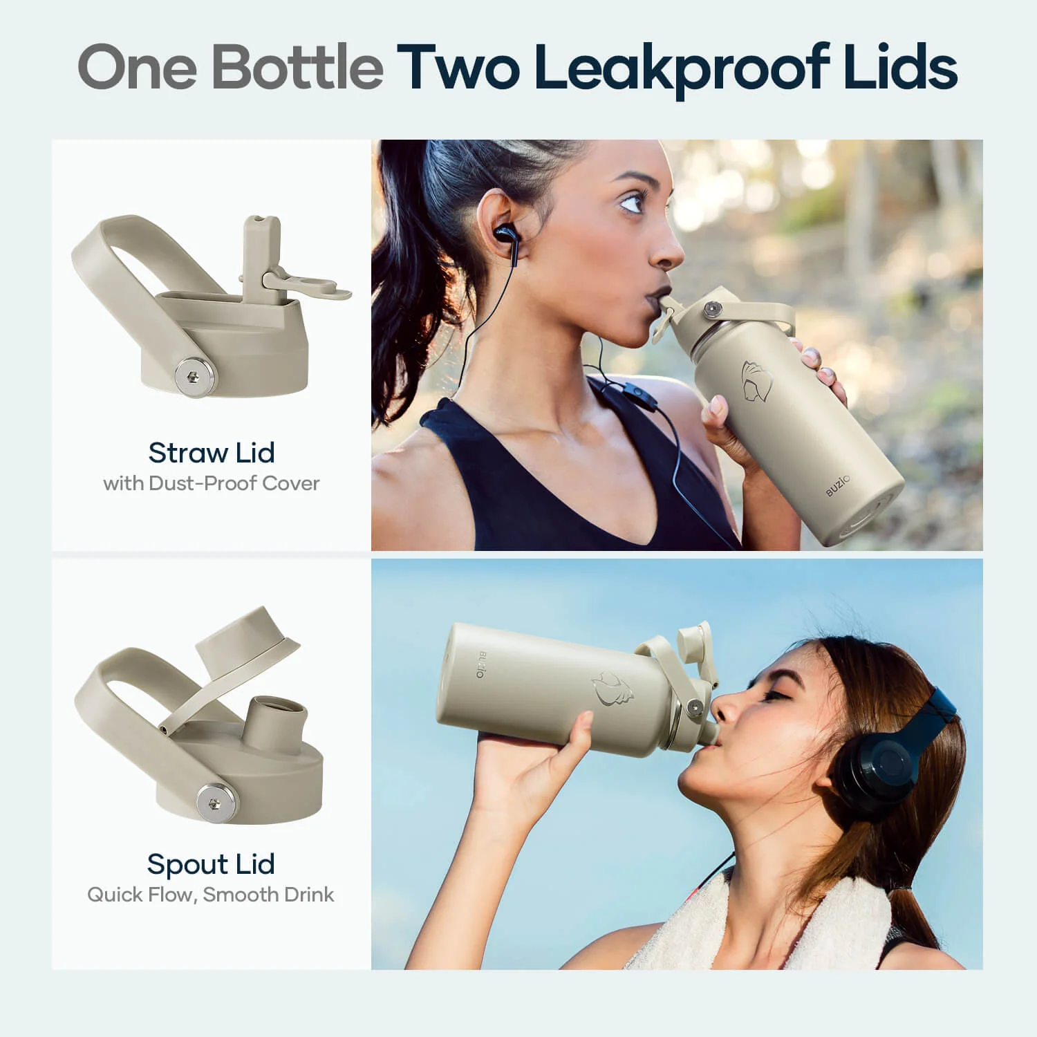 Insulated Water Bottles with 2 Lids | 32oz - Image 6
