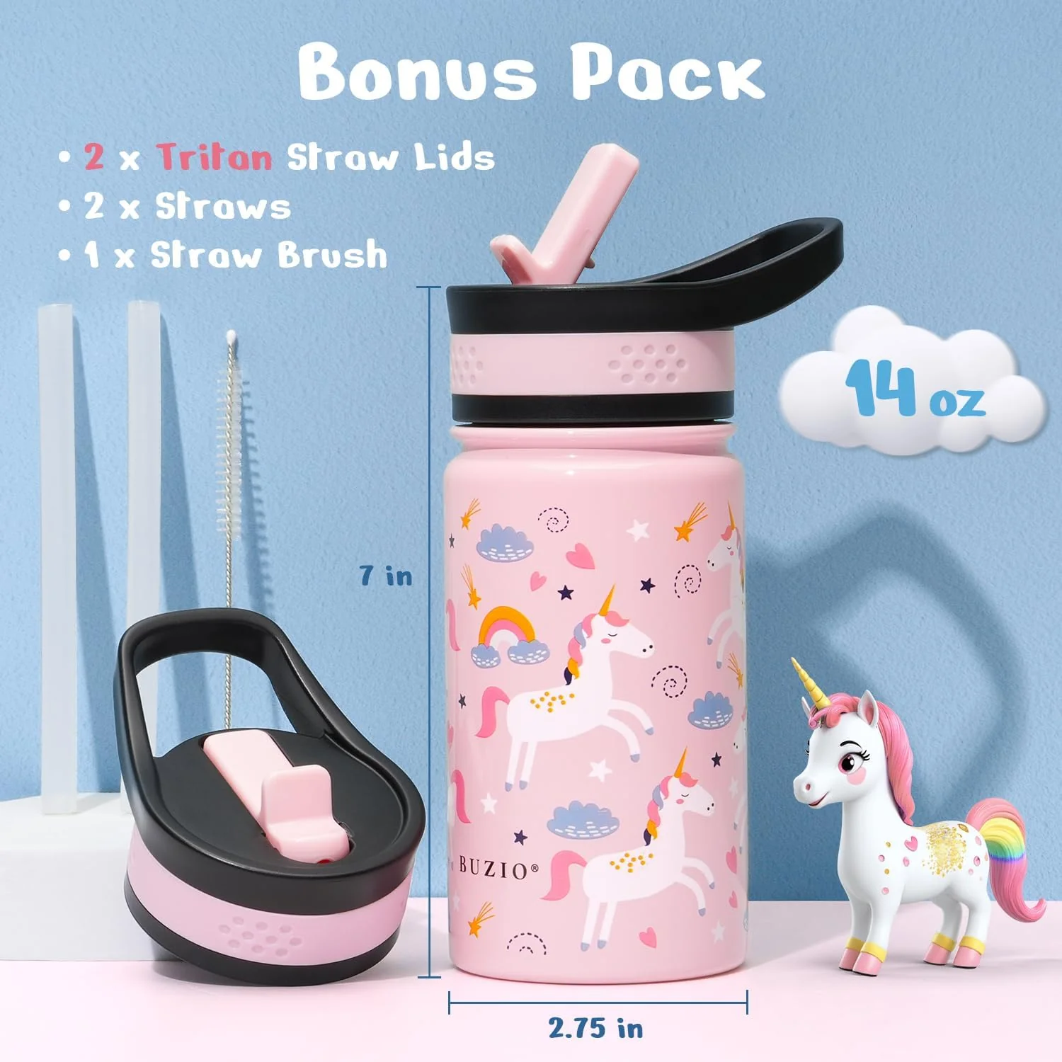 Kids Water Bottle with Straw Lid | 14oz - Image 3