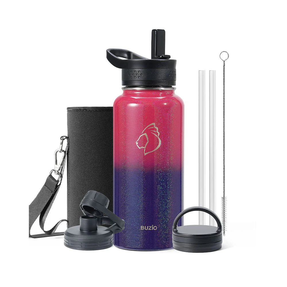 Stainless Steel Water Bottle with 3 Lids | 32oz - 64oz - Image 11