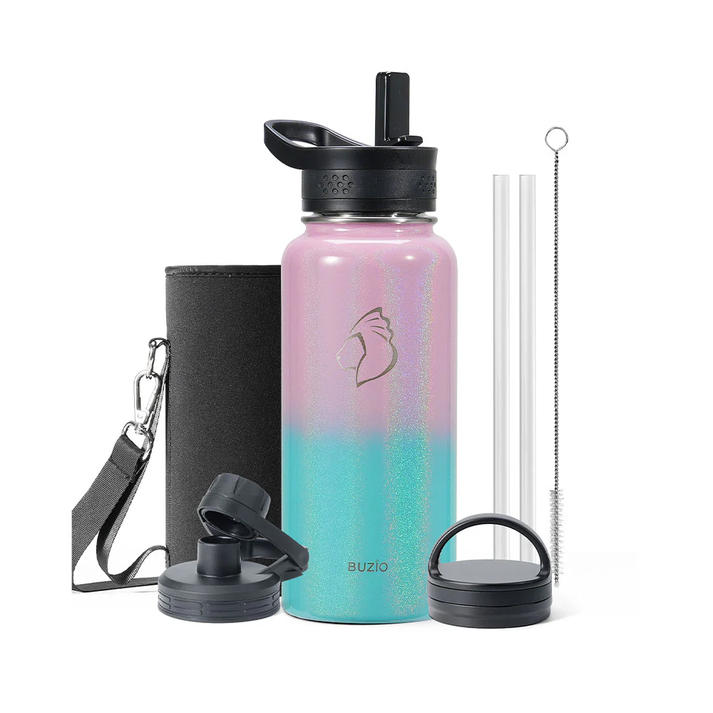Stainless Steel Water Bottle with 3 Lids | 32oz - 64oz - Image 10