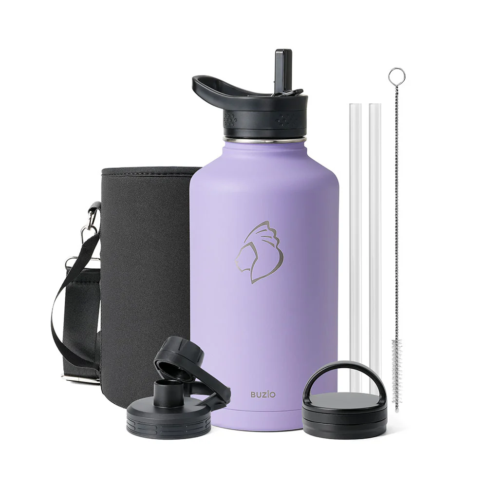 Stainless Steel Water Bottle with 3 Lids | 32oz - 64oz - Image 31