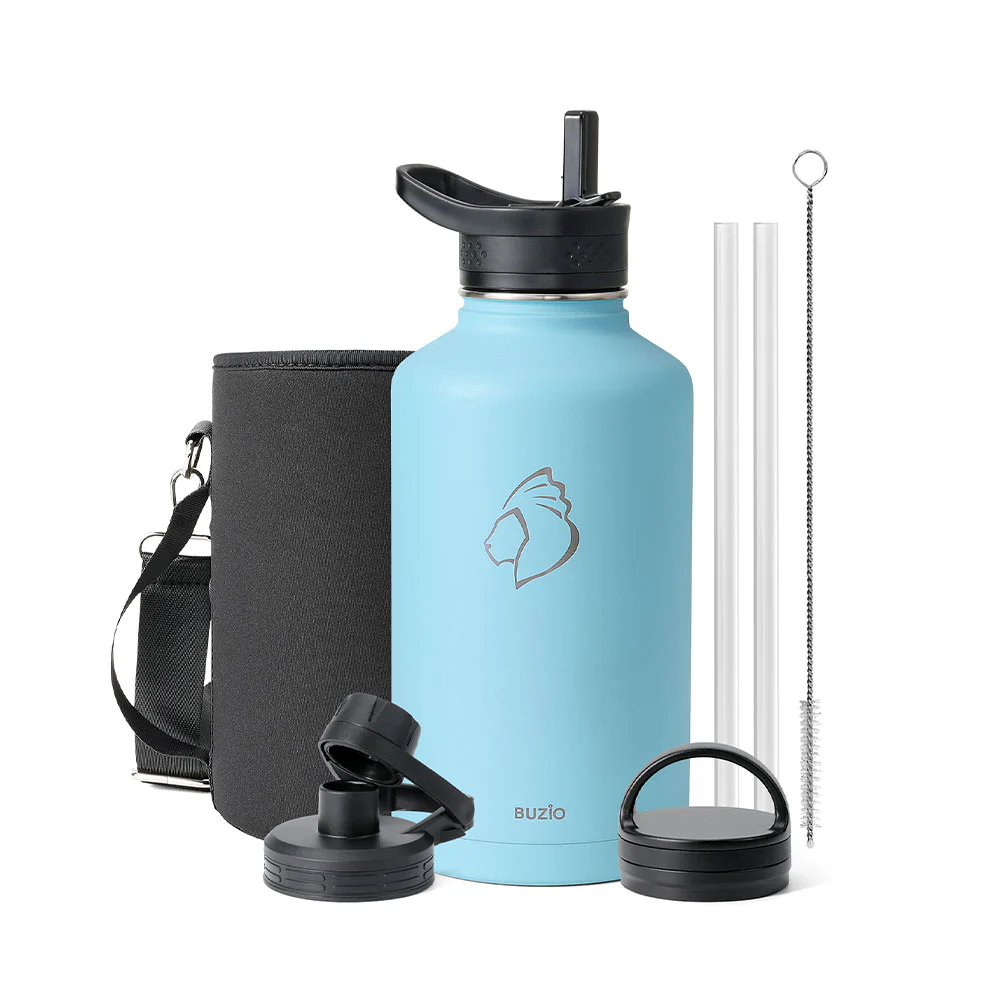 Stainless Steel Water Bottle with 3 Lids | 32oz - 64oz - Image 33